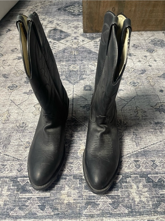 Durango | Men’s Western Oiled Black Leather Cowboy Boot Stitched Pull Tab 9.5EE main image 6